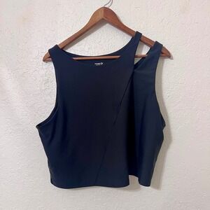 Old Navy Active Powersoft Asymmetrical Crop Tank Top Black XXL Built-In Bra